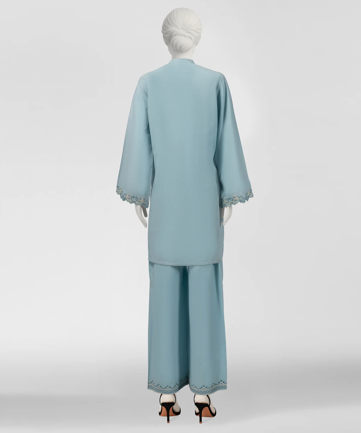 sky blue embroidered linen co-ord set - Image 7