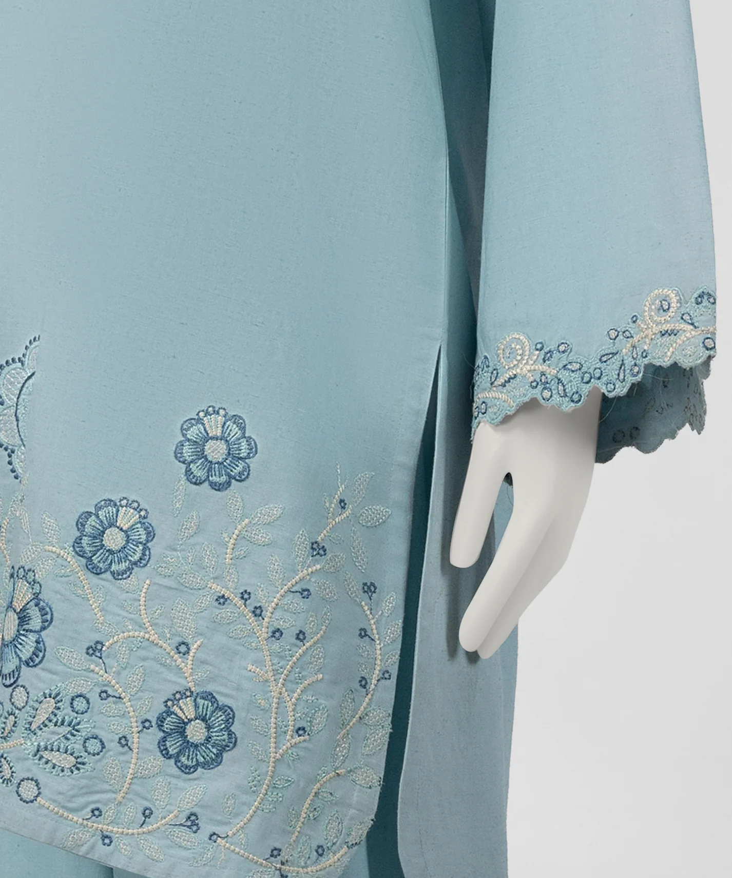 sky blue embroidered linen co-ord set - Image 2