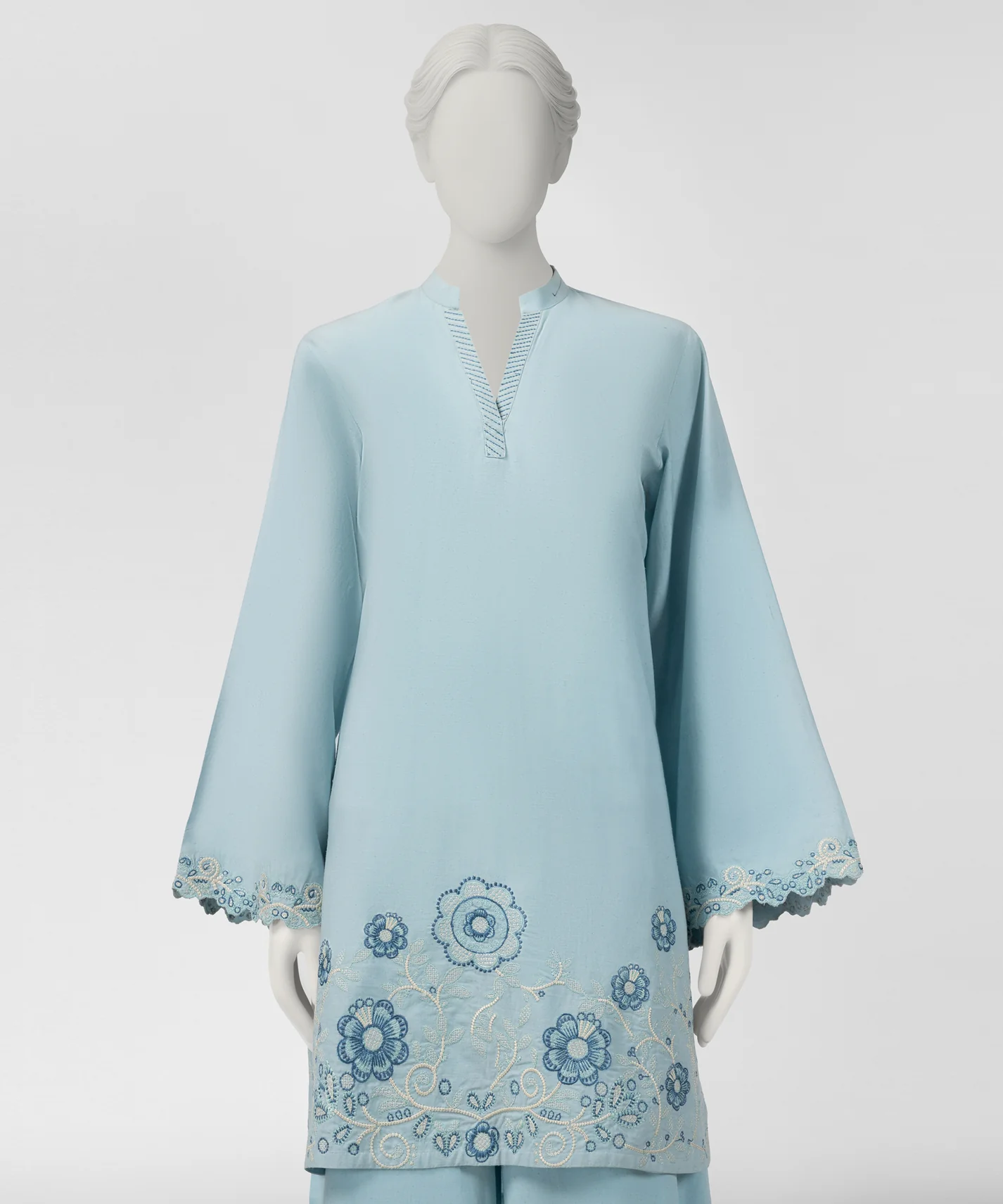 sky blue embroidered linen co-ord set - Image 6