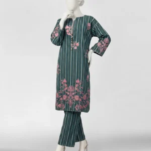 green embroidered jacquard co-ord set