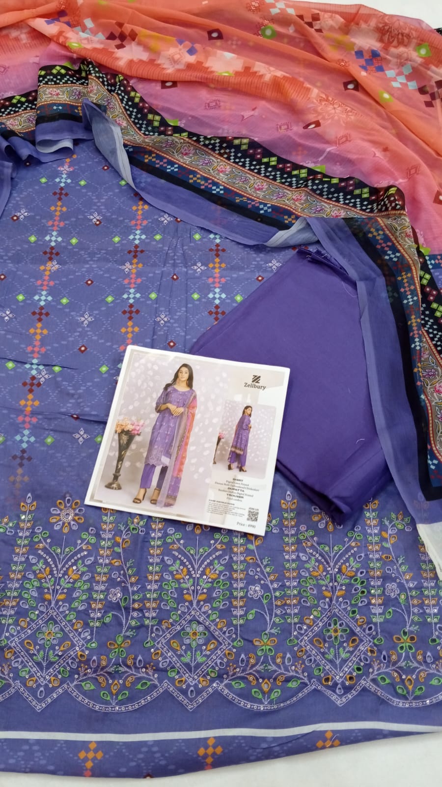 Zellbury Embroidered Three Piece Suit - Image 4