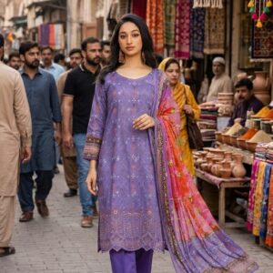 Zellbury Embroidered Three Piece Suit